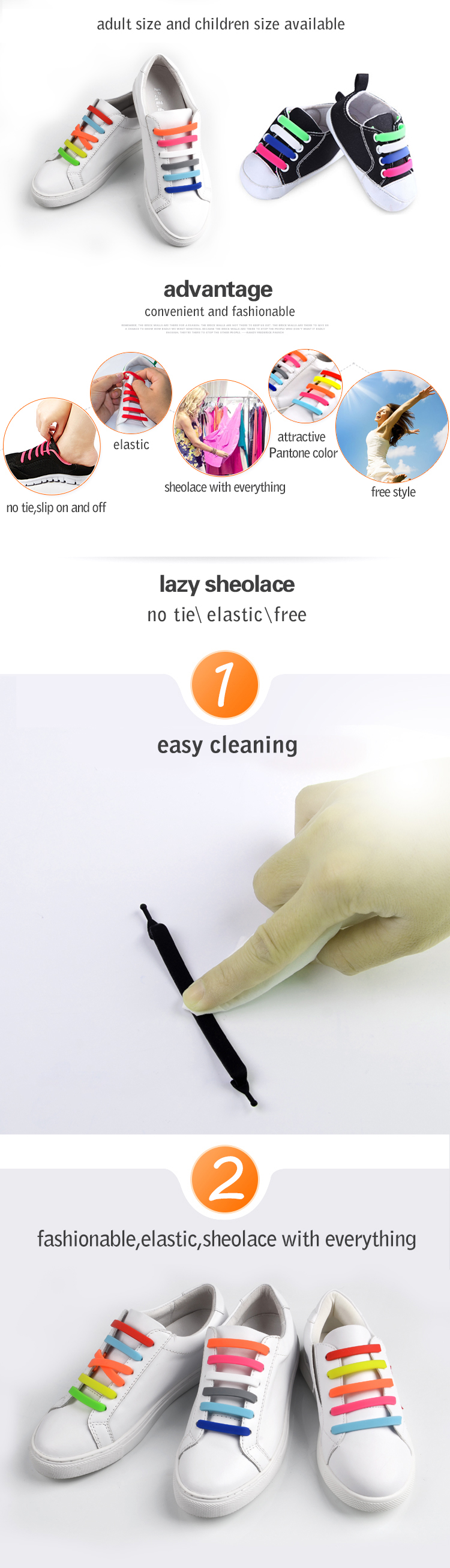 Multi Color Lazy Elastic Silicone No Tie Shoelace 7