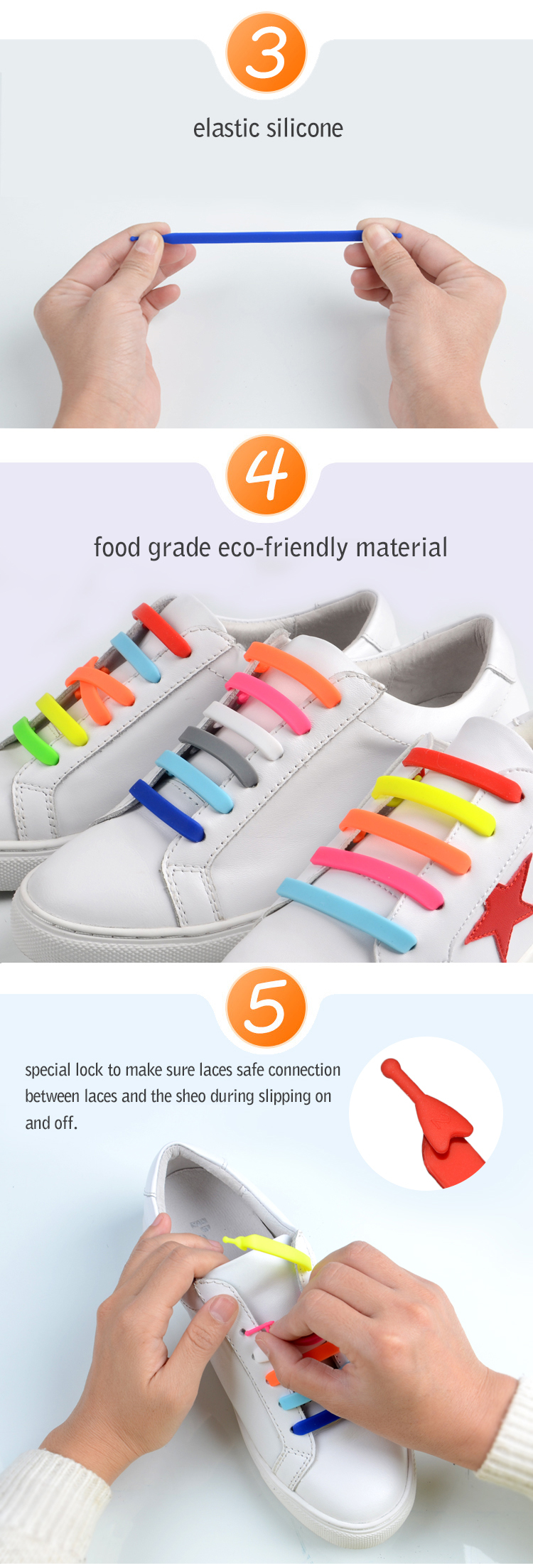  High Quality Silicone Shoelaces Lazy 9