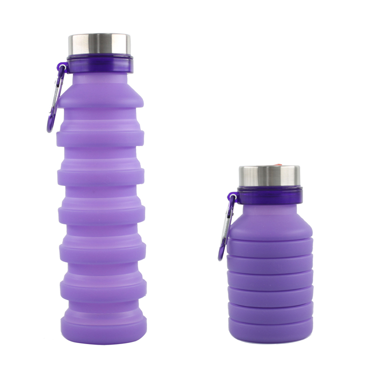 Bpa Free 600ml Silicone Sports Foldable Water Bottle