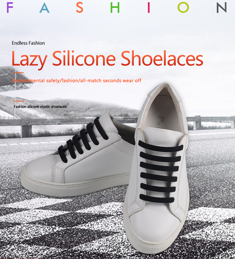 Promotional Items Rubber Elastic Shoelaces Lazy No Tie Silicone Shoelace 3