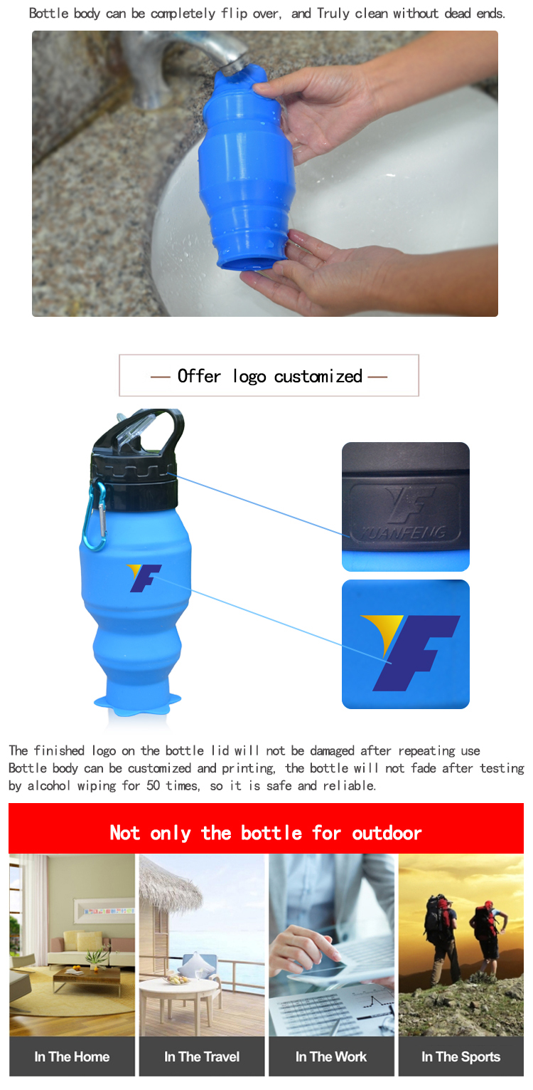 Shenzhen supplier BPA Free high quality foldable water bottle with custom logo 11