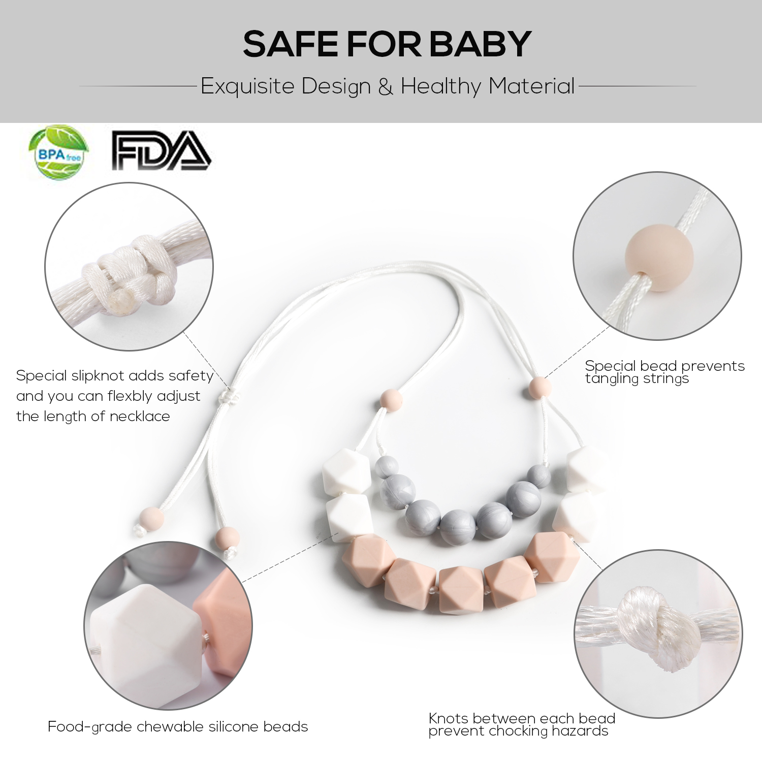  High Quality mother baby teething necklace 5