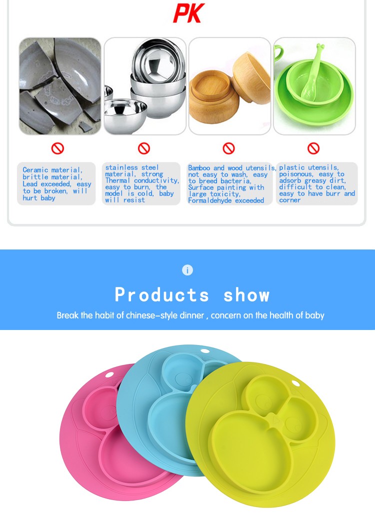 BPA free Food grade Silicone Kid Food Placemat baby silicone bowl mat 15