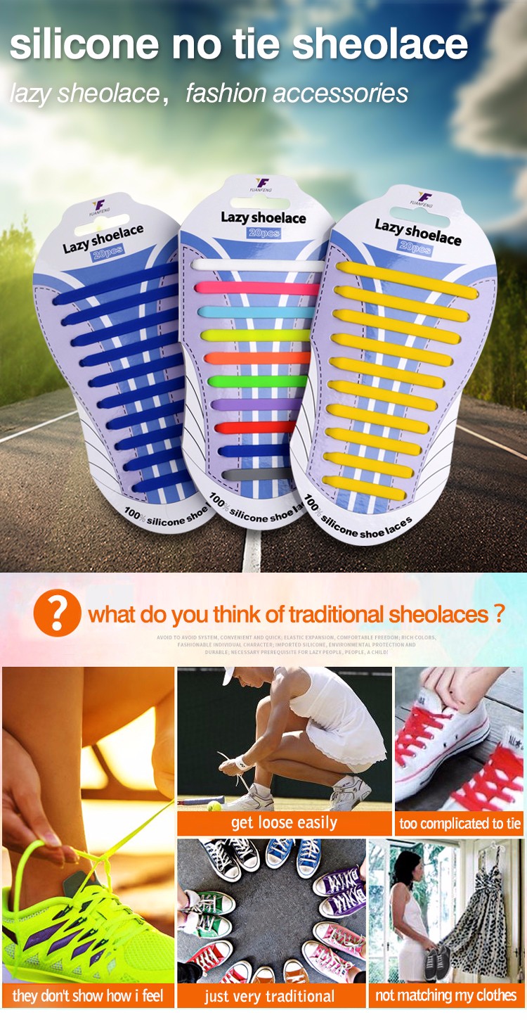 Rubber Slip Sneaker Elastic Shoelaces Lazy No Tie Silicone Shoe laces 3