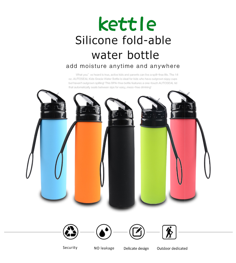 Promotion Custom Logo Collapsible Shaker Bottle Drinking Foldable Silicone Water Bottle 7