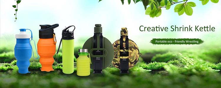 promotional OEM silicone foldable compressible camping water bottles