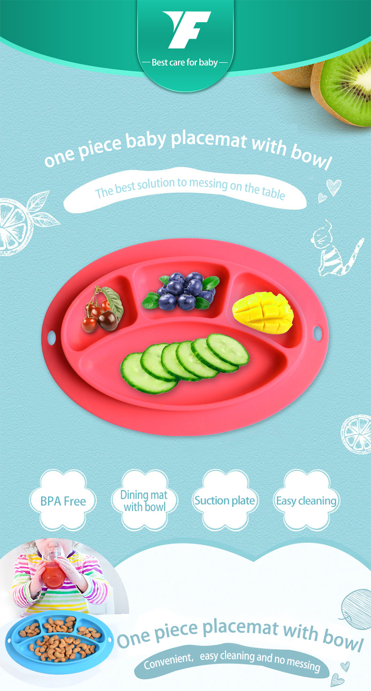 Promotional bpa free silicone baby placemat diswashable dining mat for kids 3