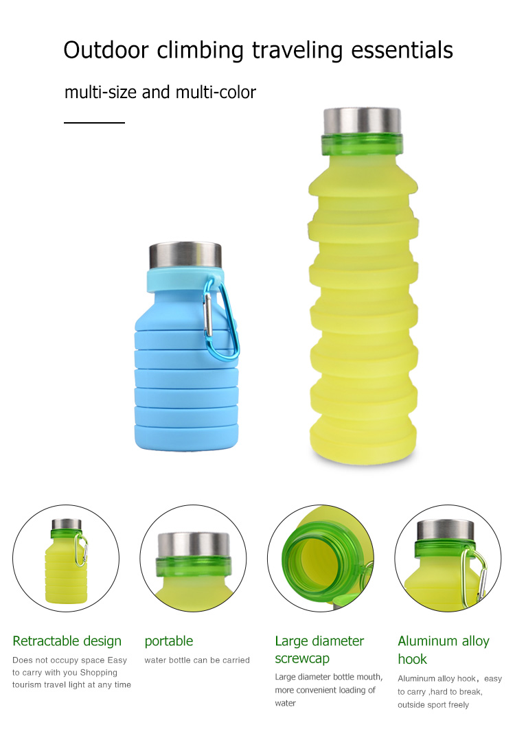 Bpa Free Private Label Shaker Bottle Silicone Collapsible Sports Foldable Water Bottle 7