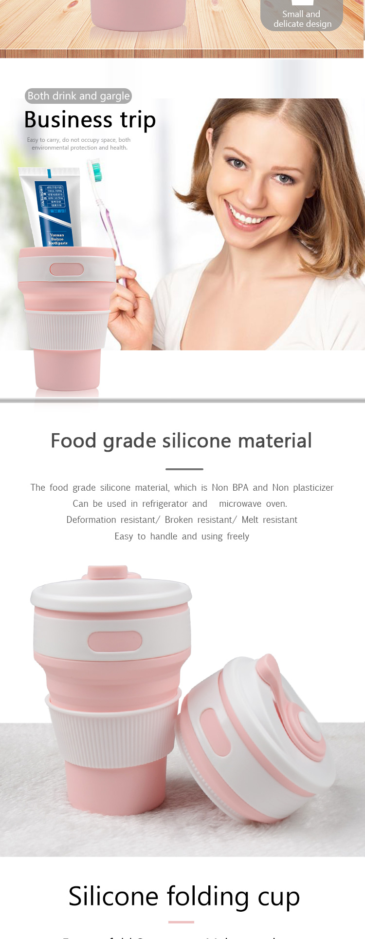Collapsible Foldable Silicone Drinking Cup with Lid 9