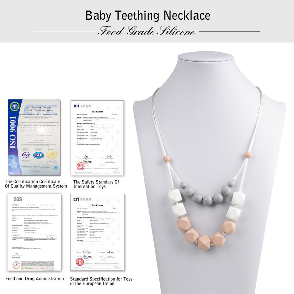 Healthy Products Jewelry Wholesale Soft Baby Teether Toys Silicone Bead Chain Teething Necklace 15