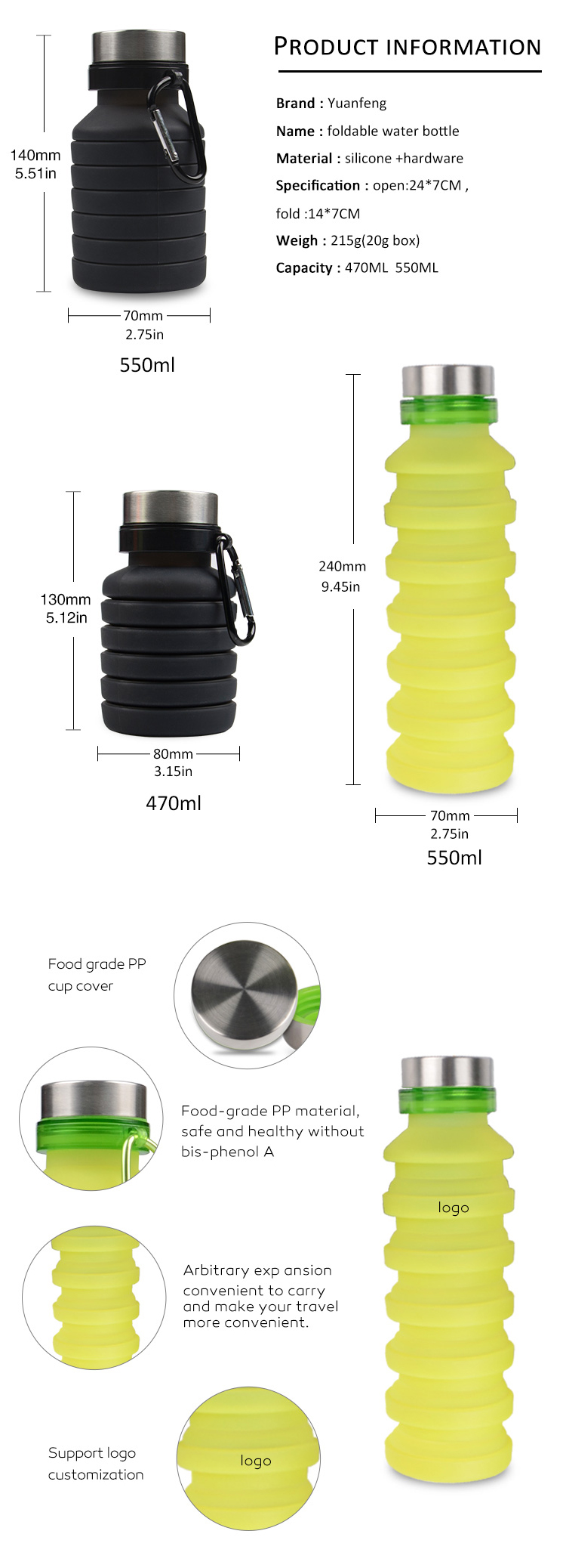 foldable water bottle bpa free SH-06 Details 7