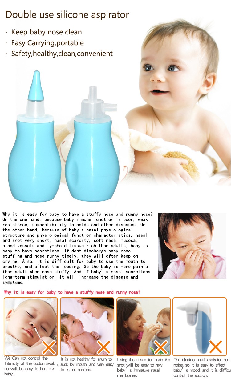 BPA Free Safety Baby Silicone Baby Mucus Nasal Aspirator 3