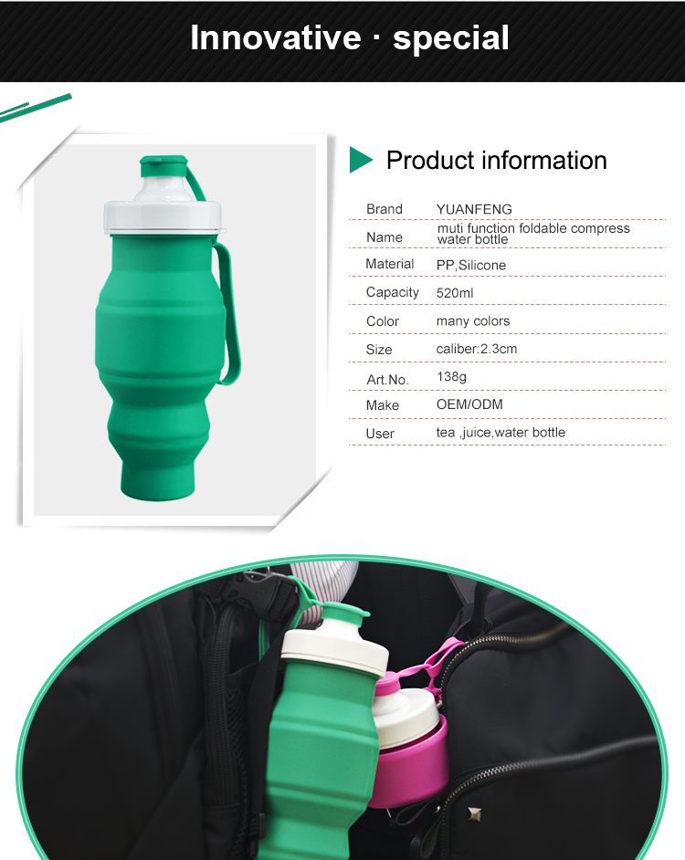 530ml Bpa Free Silicone Running Water Bottle With Custom Logo 11