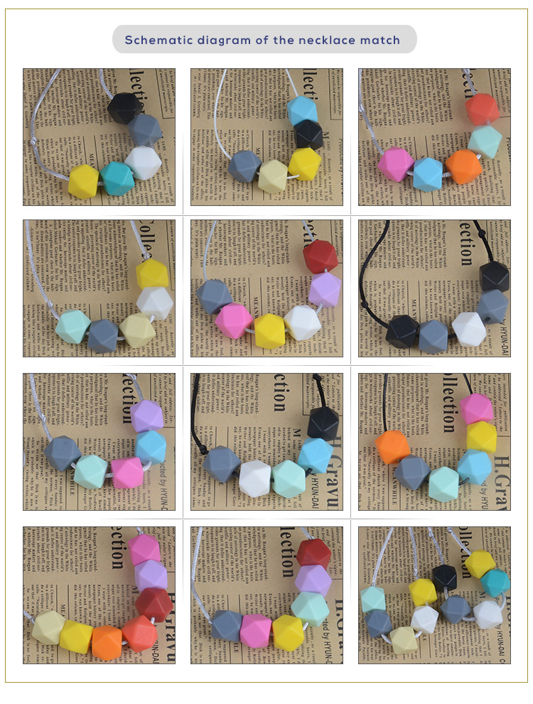 BPA Free Custom Silicone Loose Jewelry Beads For Teething Necklace 7