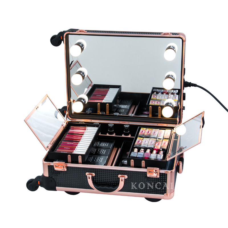 Professional Makeup Case with lights mirror Trolley Beauty Case KC-58M