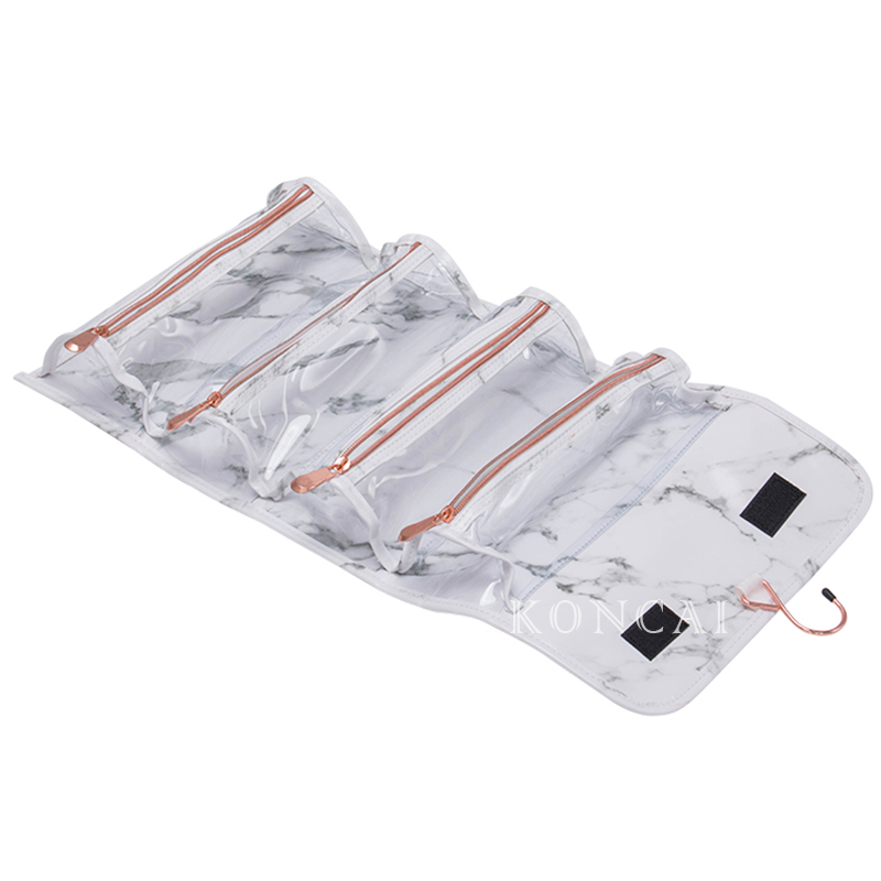 New White Marble Cosmetics Bag Rolls With Hook KC-PB026B