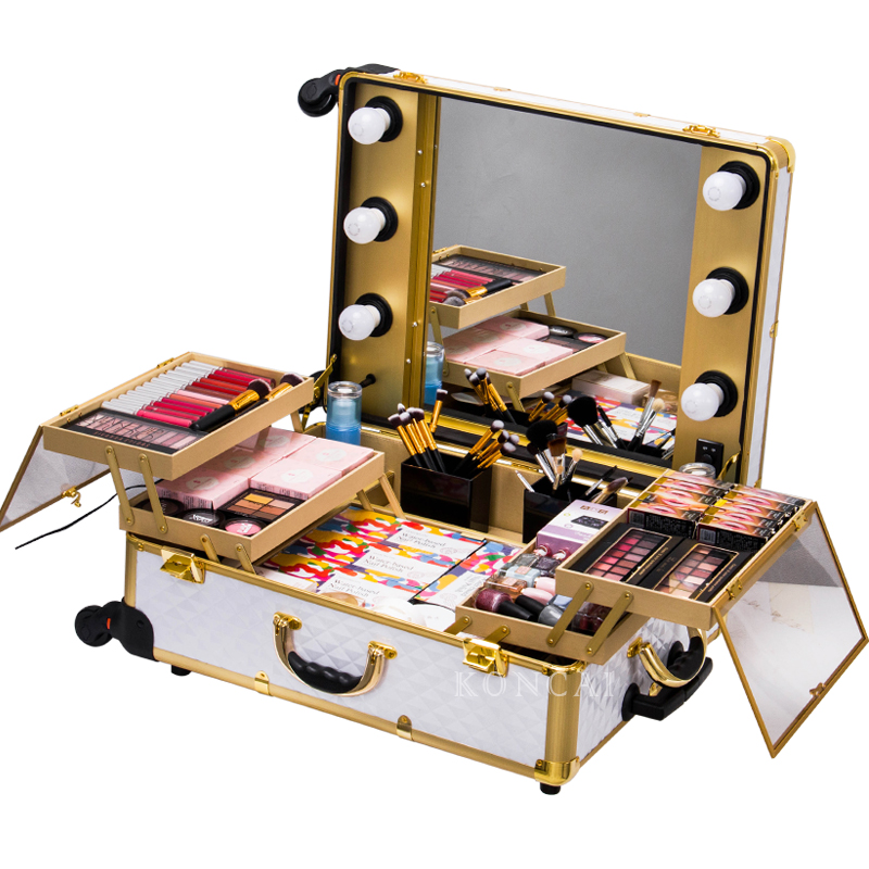 Professional Makeup Station Hairdresser Beauty Trolley Case with Lights KC-210