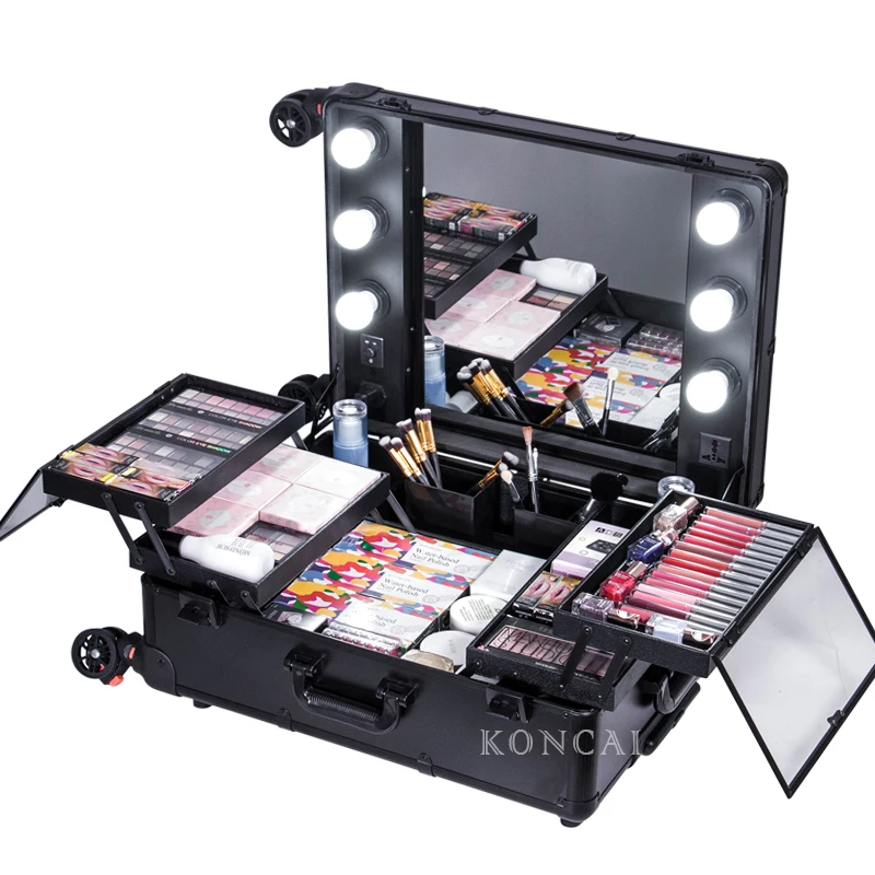 Black Classic Makeup Station Pro Hairdressing Beauty Trolley Case KC-210