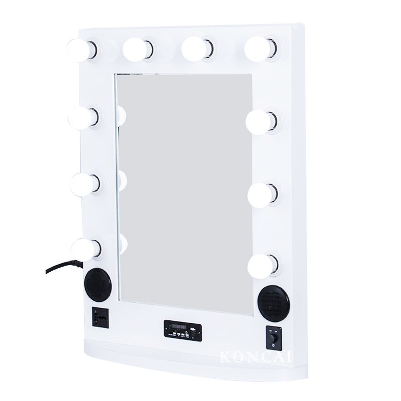 Vanity Music Makeup Mirror KC-M400W White with Bluetooth and Wood Frame
