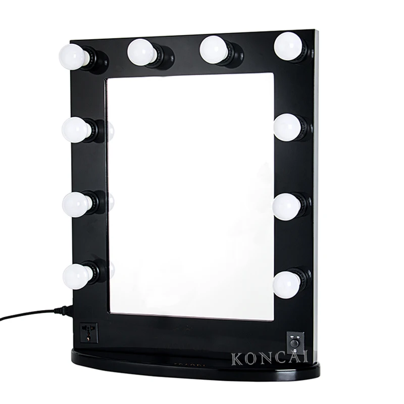 Wood Frame Hollywood Vanity Makeup Mirror KC-M400W Black without Bluetooth