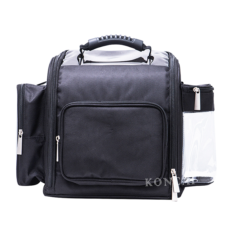 Black soft Large Nylon Portable Makeup Case with Many Pouches KC-CR01 Black