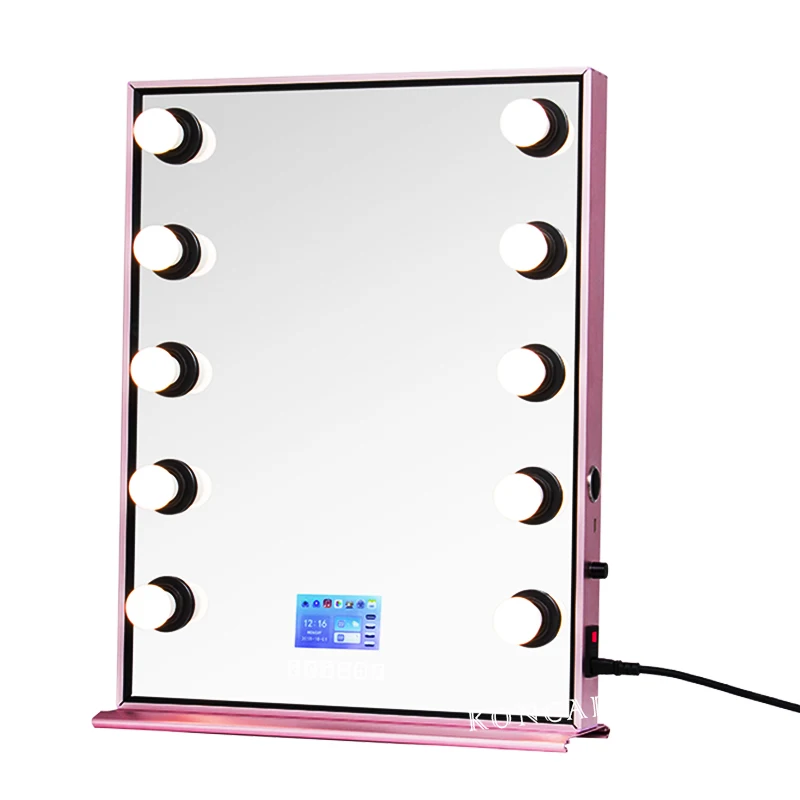 New Generation Hollywood Vanity Music Makeup Mirror with MP4 KC-570 rose gold