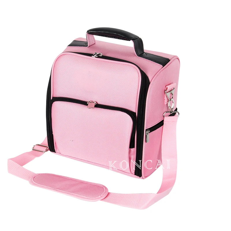 Nylon Carrying Makeup Case with Shoulder Strap KC-N27 Pink