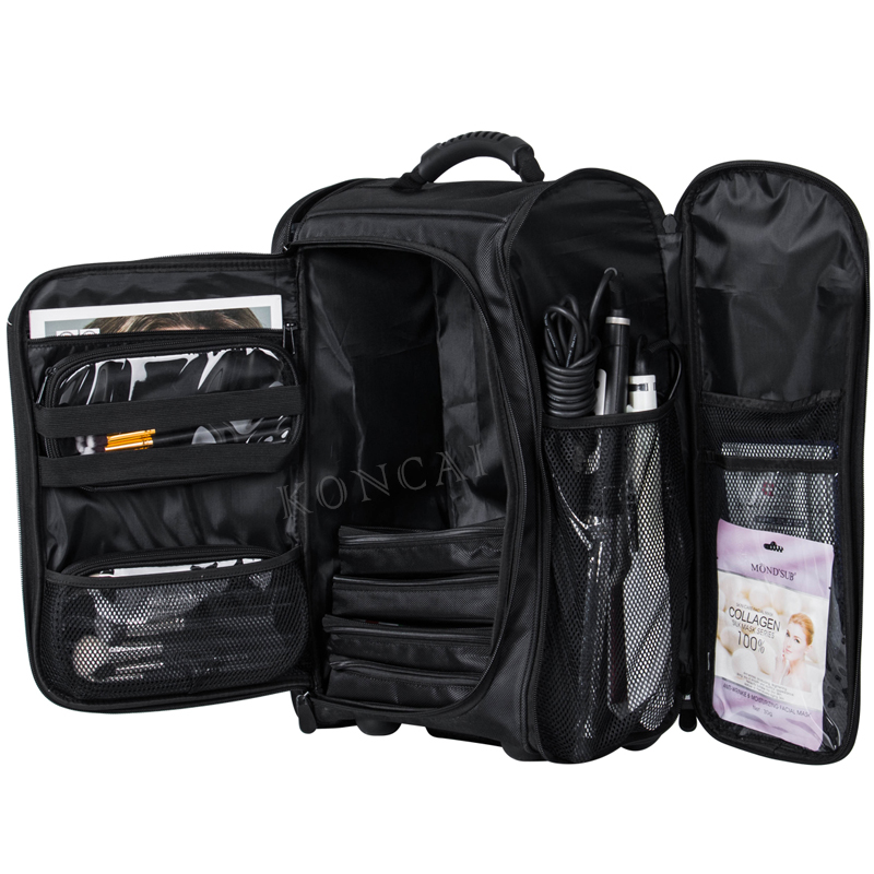 Travel Train Case Rolling Nylon Makeup Backpack Bag KC-ZU04T