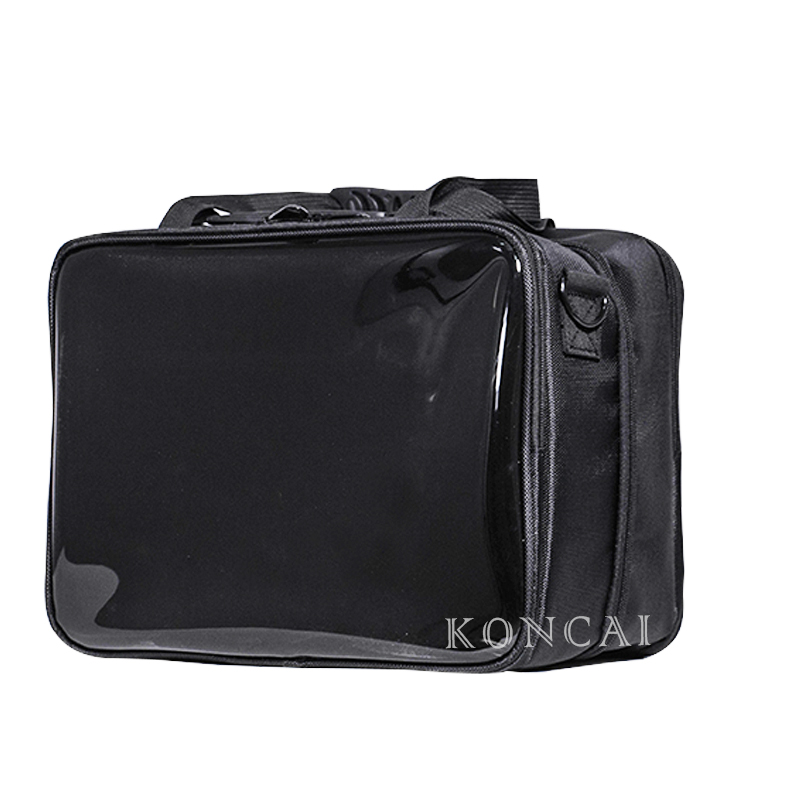 Koncai Wholesale Beautiful Black Vinyl  Portable Makeup Case KC-EL01
