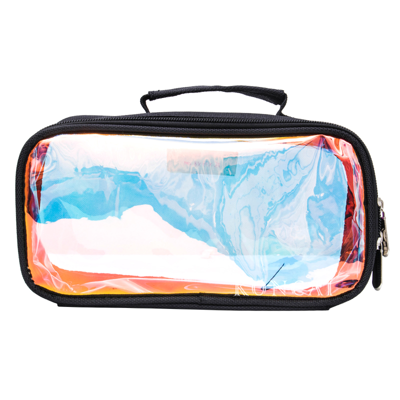Transparent PVC Clear Bag With Metal Zipper And Nylon Lining KC-PB14S