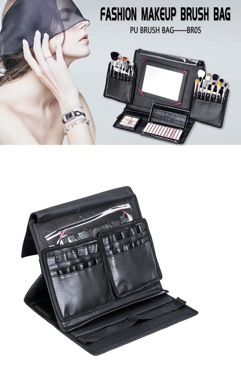 Desktop Style Makeup Brushes Organizer with Mirror Flap KC-BR05