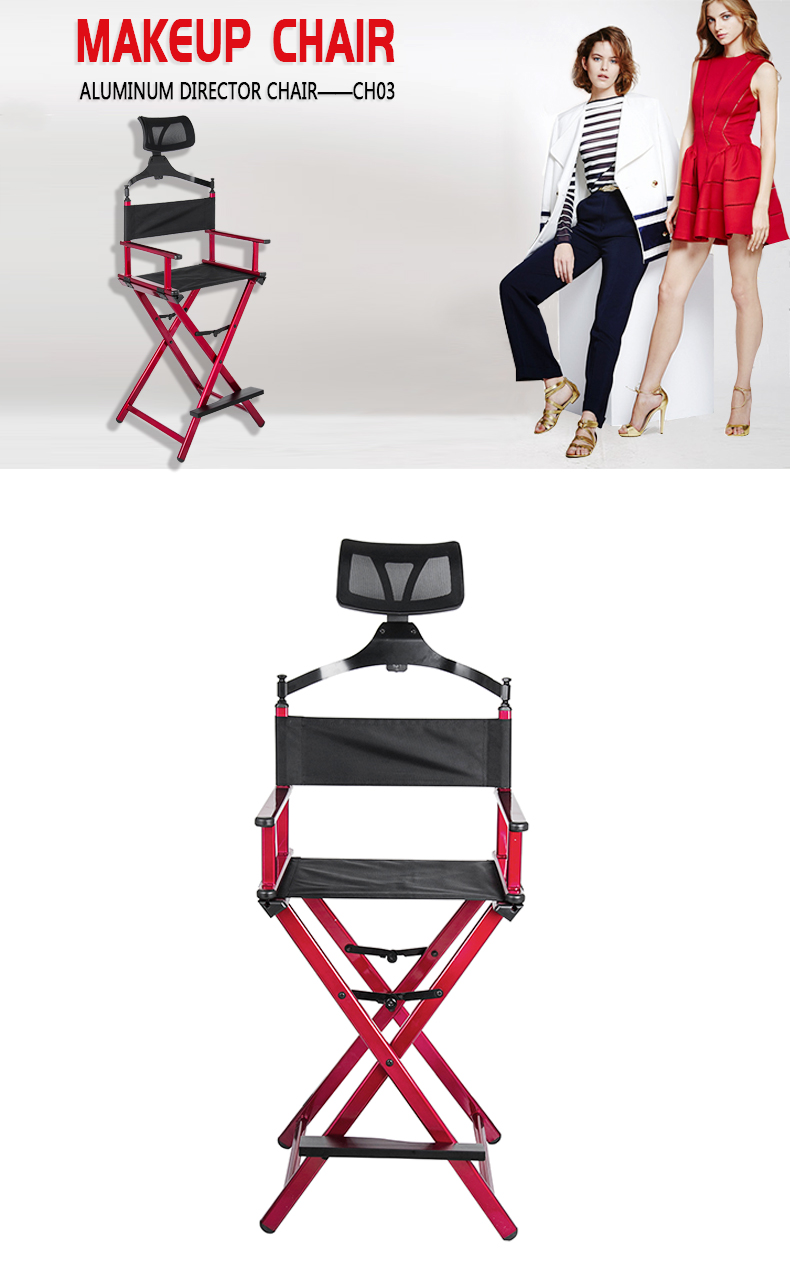 Professional Lightweight Aluminum Makeup Chair with headrest KC-CH03 wine red