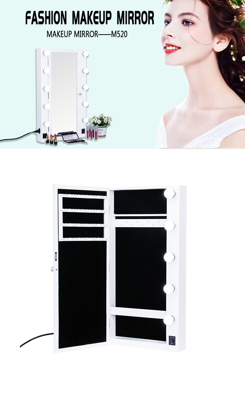 Full-length Lockable Jewelry Cabinet with Mirror and LED Light C-M520