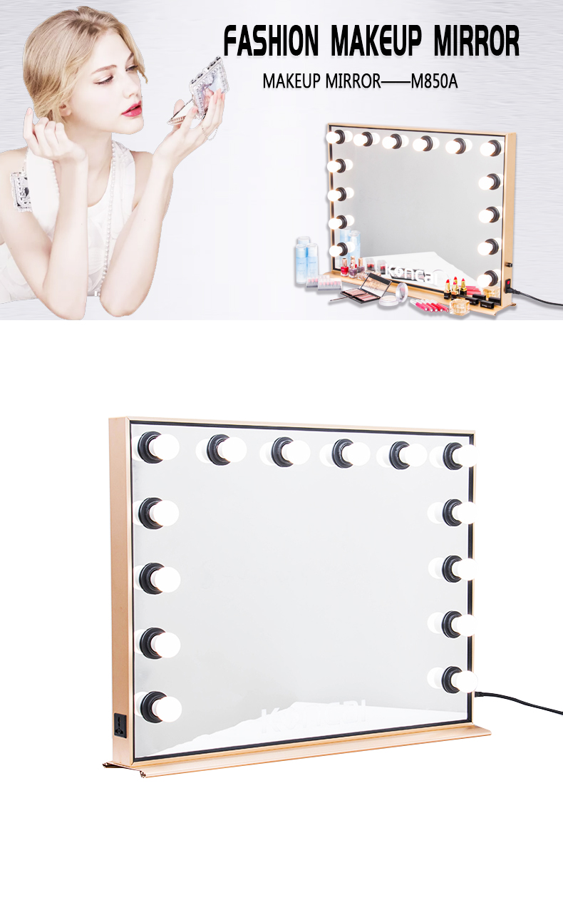 Upgraded Aluminum Frame Hollywood Vanity Makeup Mirror KC-M850A Gold