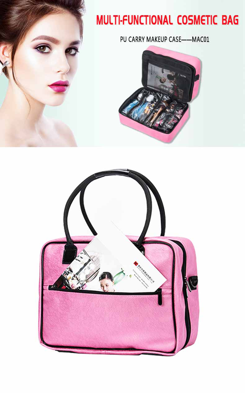 Professional PU Removable Makeup Vanity Bag with KC-MAC01 Pink