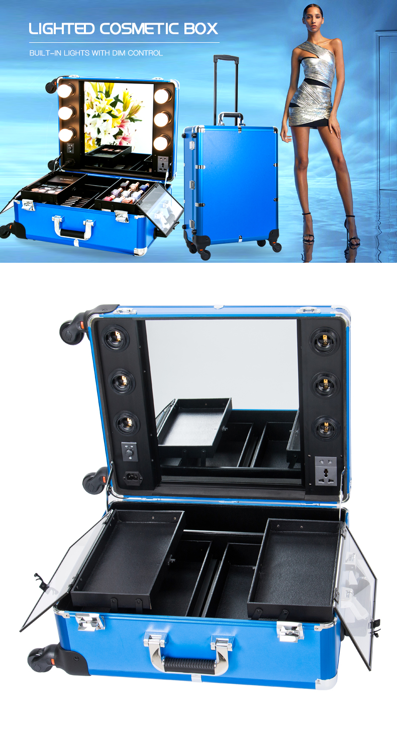 KONCAI Professional Makuep Station Cosmetic Trolley Case with Lights KC-210