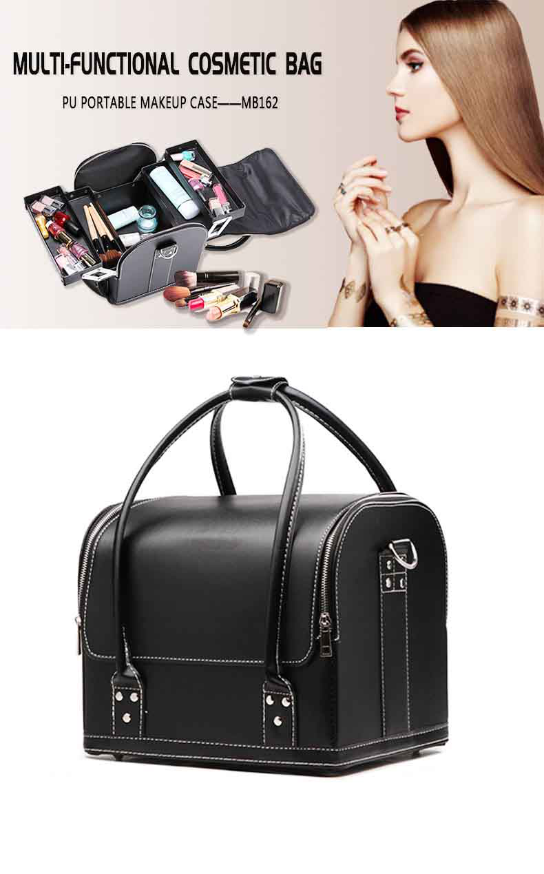 Portable makeup case with high quality PU leather
