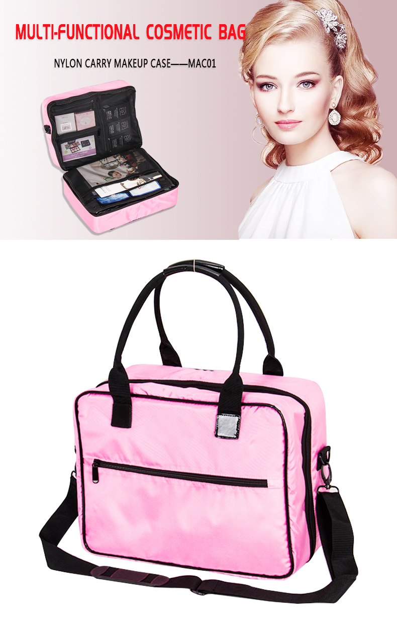 Nylon Carrying Makeup Case with  KC-MAC01 Pink