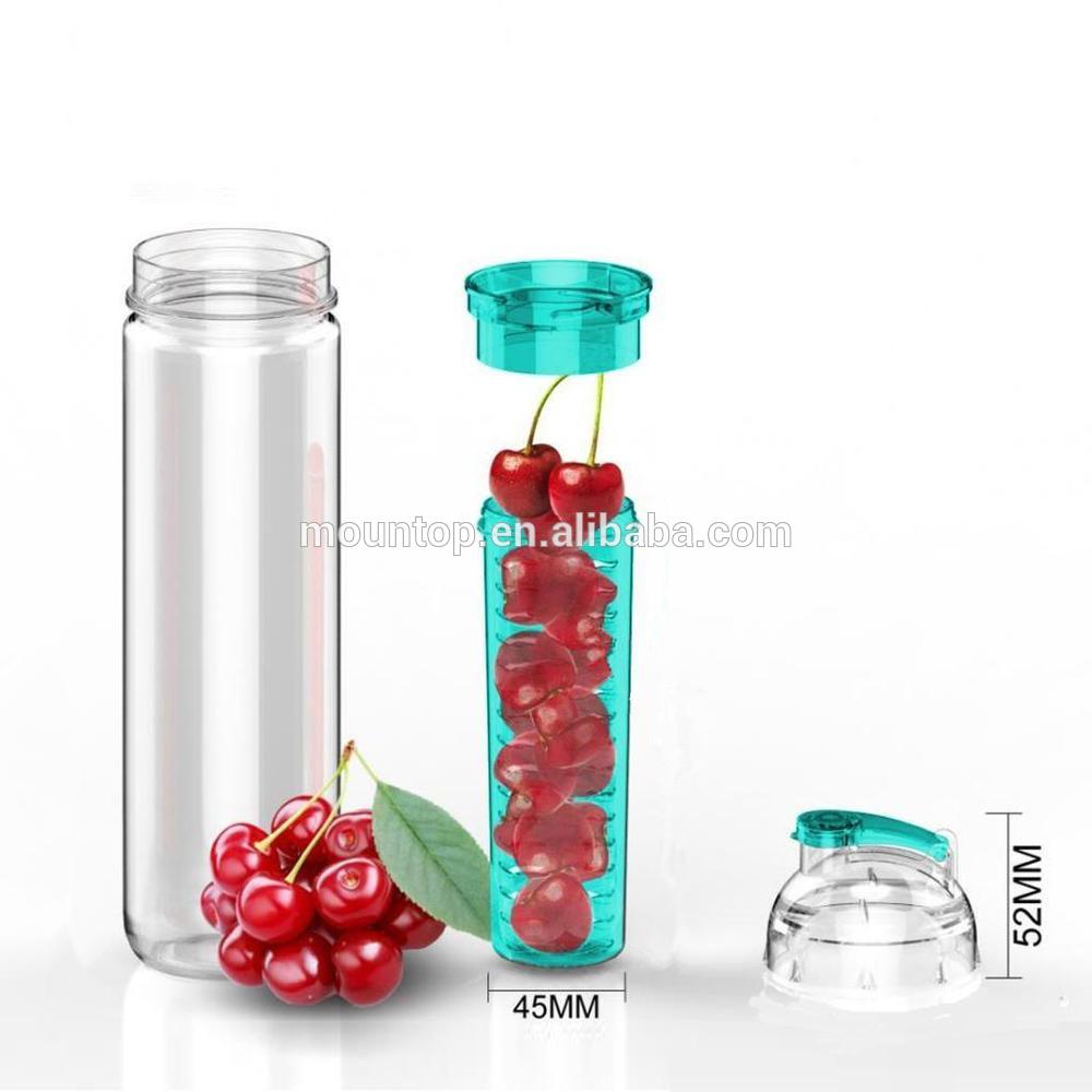 800ml flip top bpa free tritan fruit go water bottle/water flavouring infusion bottle with fruit chamber