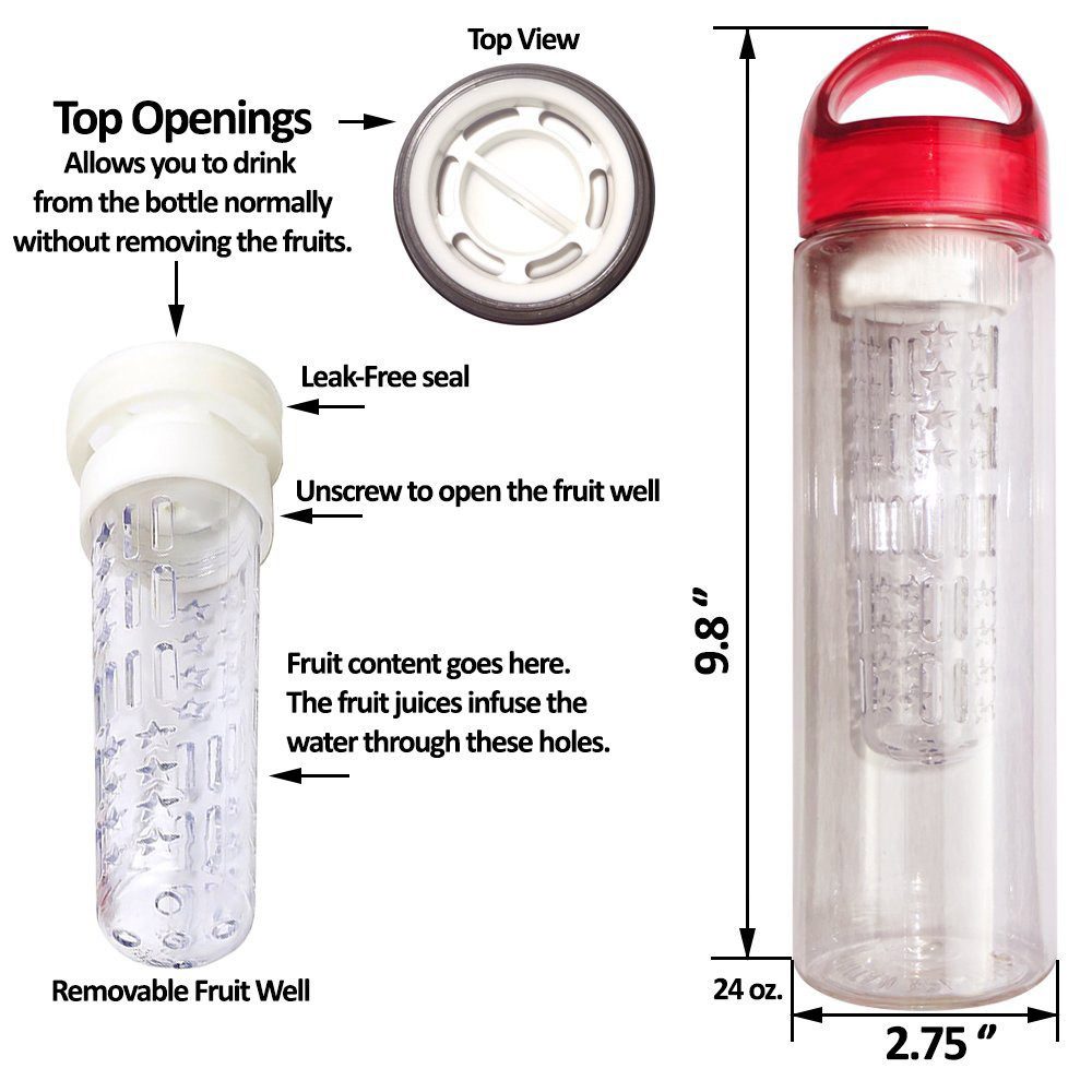 BPA free clear infuser lemon plastic fruit drinking water bottle