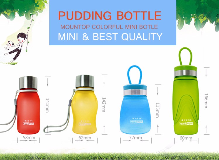 Mini portable drink plastic bottle unique colored cute pudding bottle