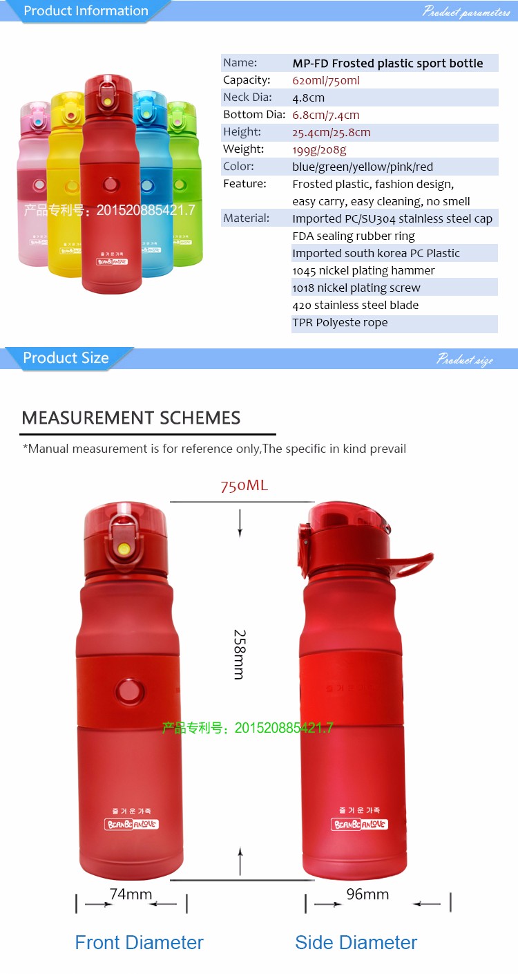 hygienic plastic sports water bottle MP-FD12 Details 7