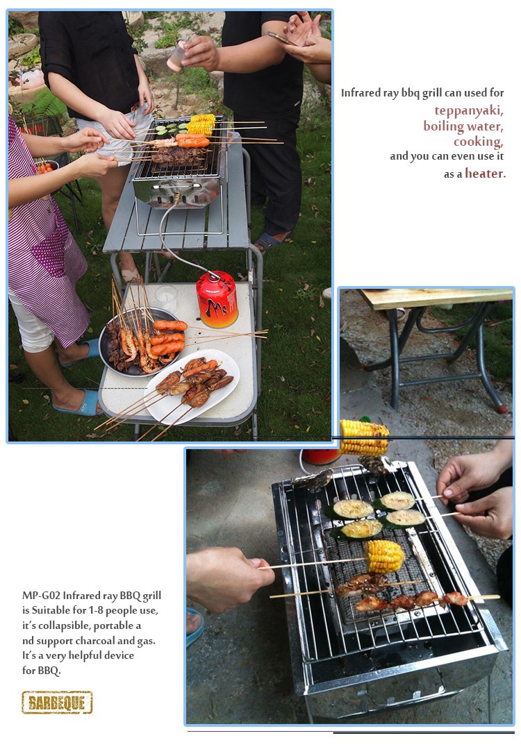 Heavy duty charocoal/gas barbecue grill smokeless electric mini BBQ grill