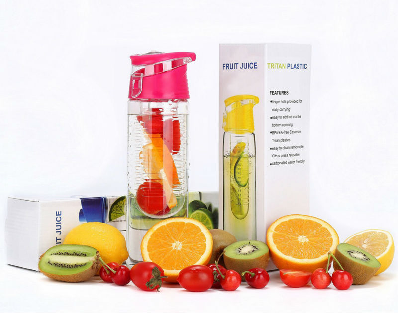 Customize Wholesale Tritan Fruit Infuser Water Bottle Plastic Water Bottle With Straw