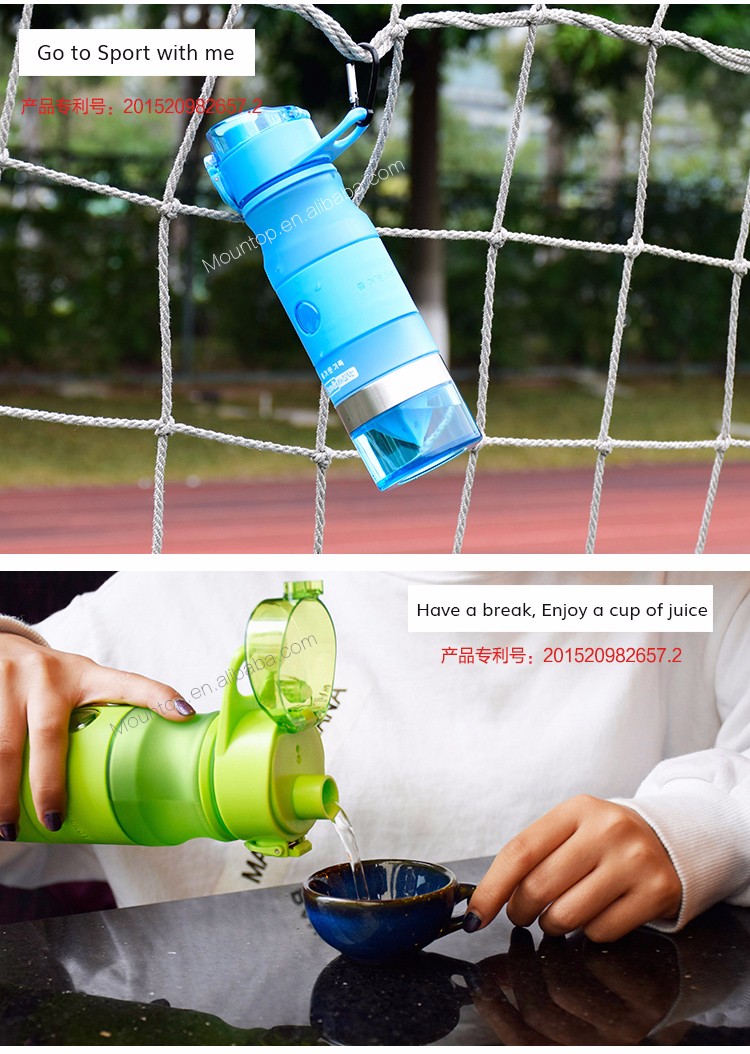 Transparent frosted plastic water bottle portable lemon juicer bottle new arrival 15