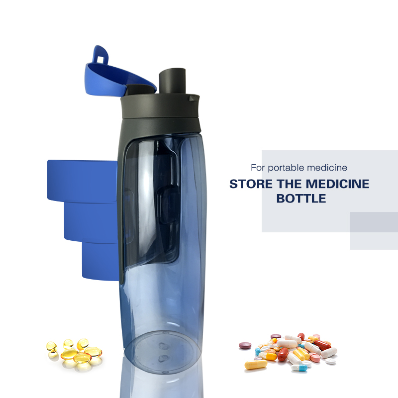 2018 New Design Plastic Daily Weekly Medicine Storage Water Bottles with Pill Box