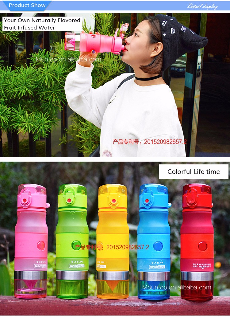 Transparent frosted plastic water bottle portable lemon juicer bottle new arrival