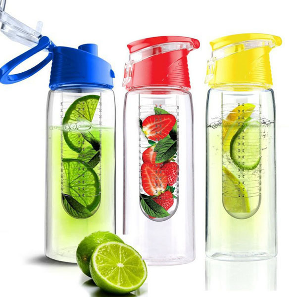 Christmas gifts plastic tritan orange lemon fruit juice infuser water bottle straw caps