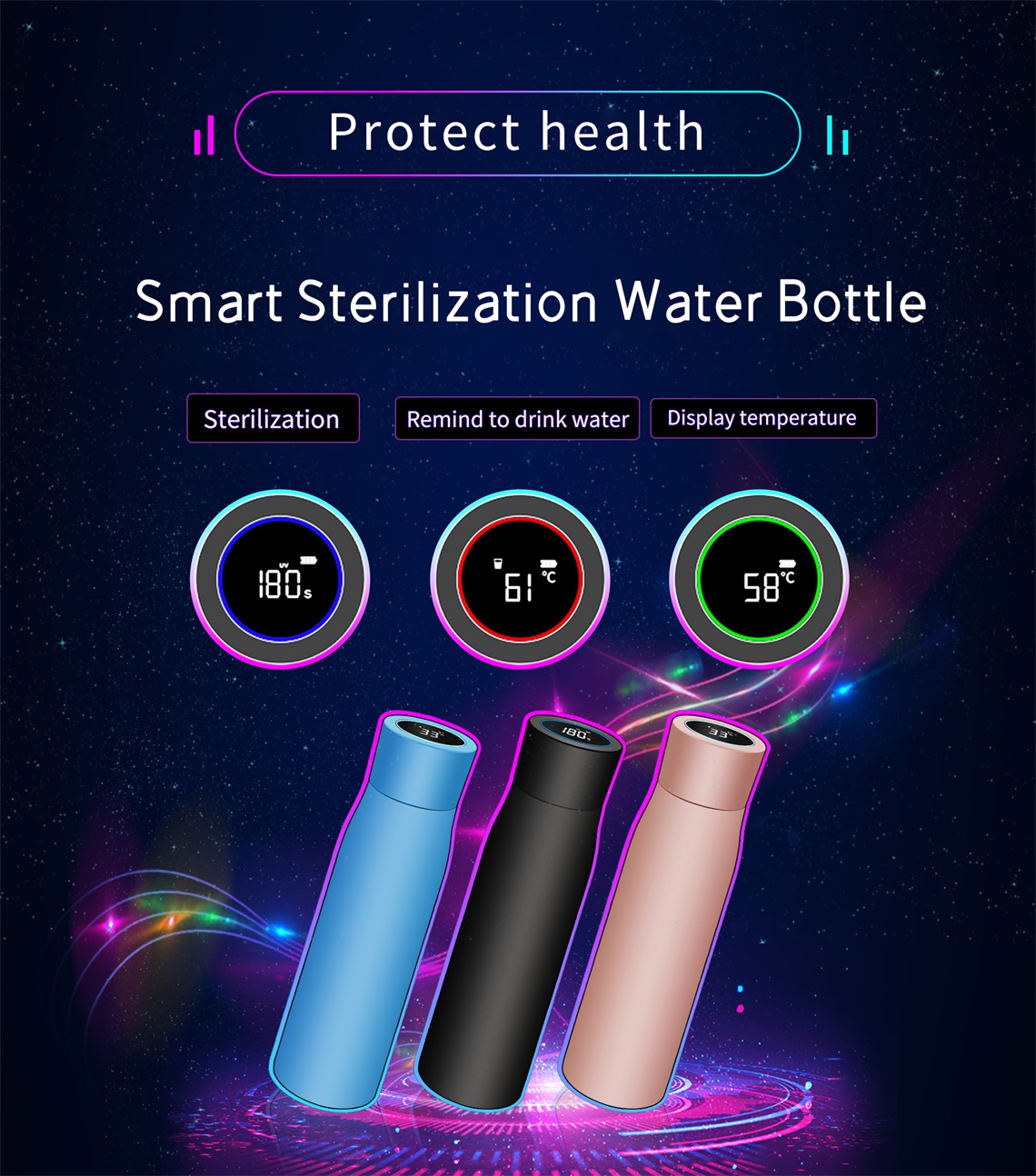 Cui Liu Smart UV Self Cleaning Water Bottle-UV Water Sterilizer and Pu