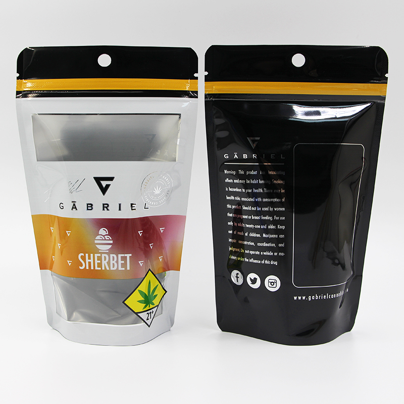 Custom 3.5g 7g  Mylar smell proof Bags With Clear Window
